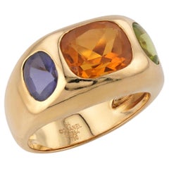 CHANEL Coco Baroque Multicolor Gemstone Yellow Gold Ring 54