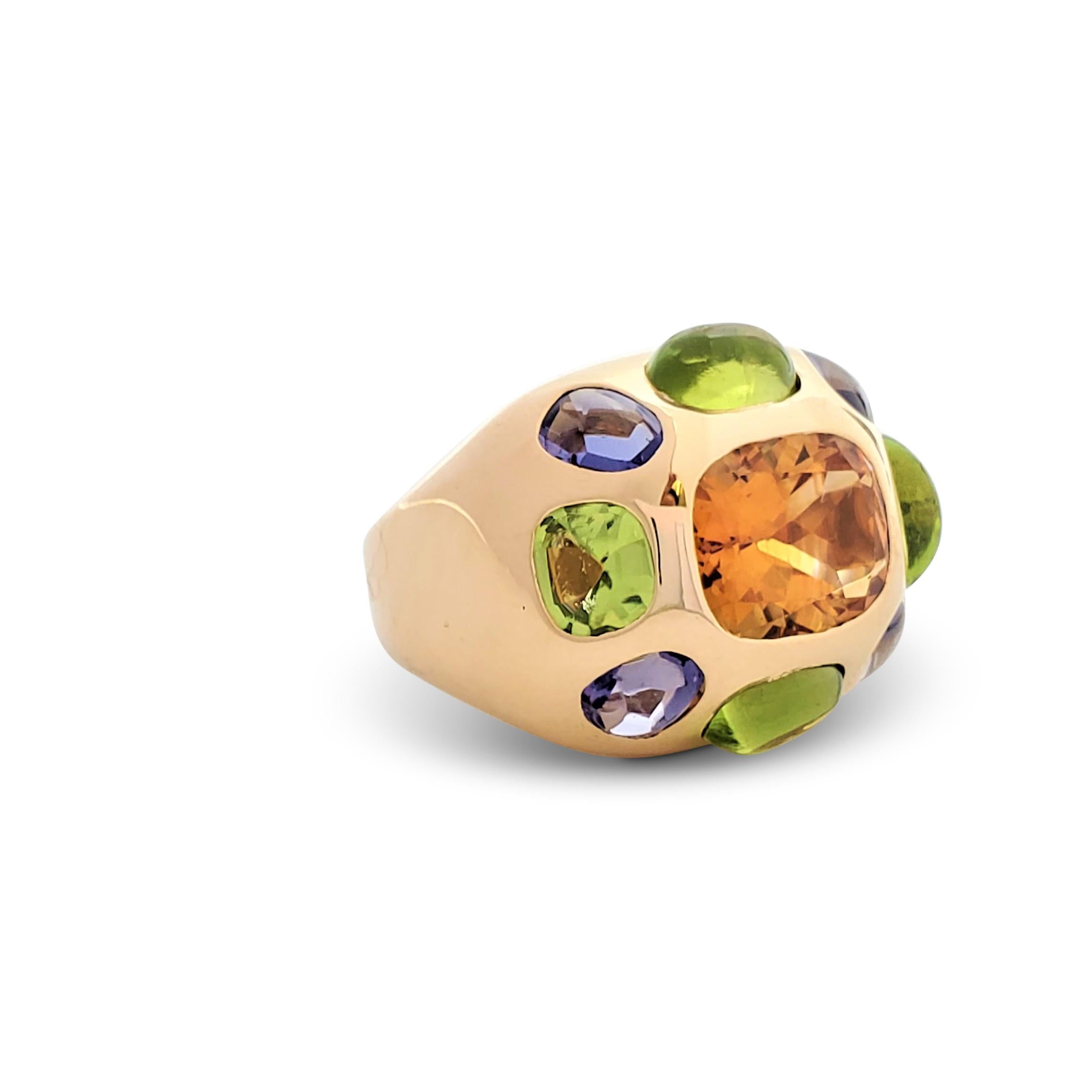 Cabochon Chanel 'Coco Baroque' Yellow Gold Multi-Gemstone Dome Ring