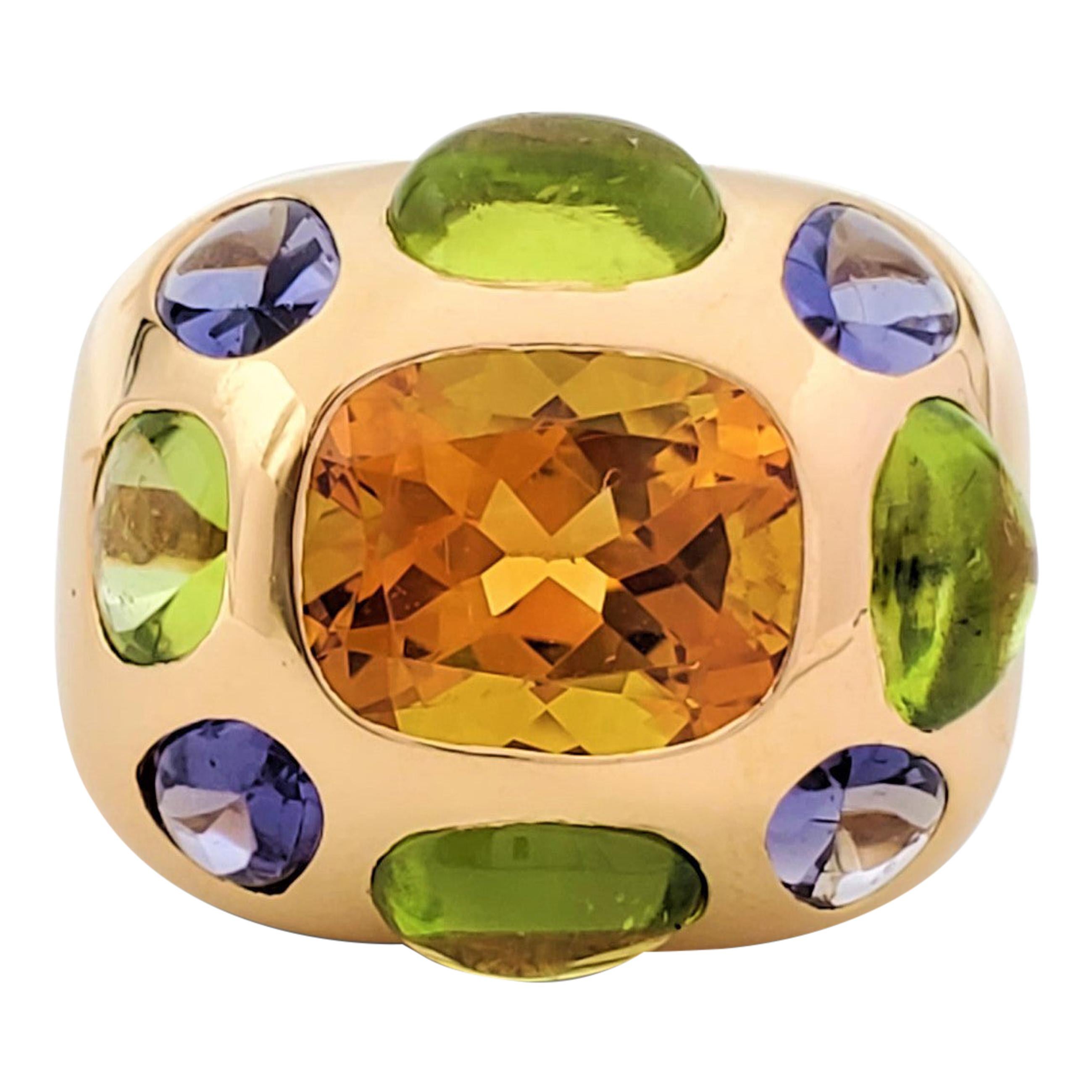 Chanel 'Coco Baroque' Yellow Gold Multi-Gemstone Dome Ring