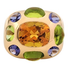 Chanel 'Coco Baroque' Bague dôme en or jaune multi-gemmes