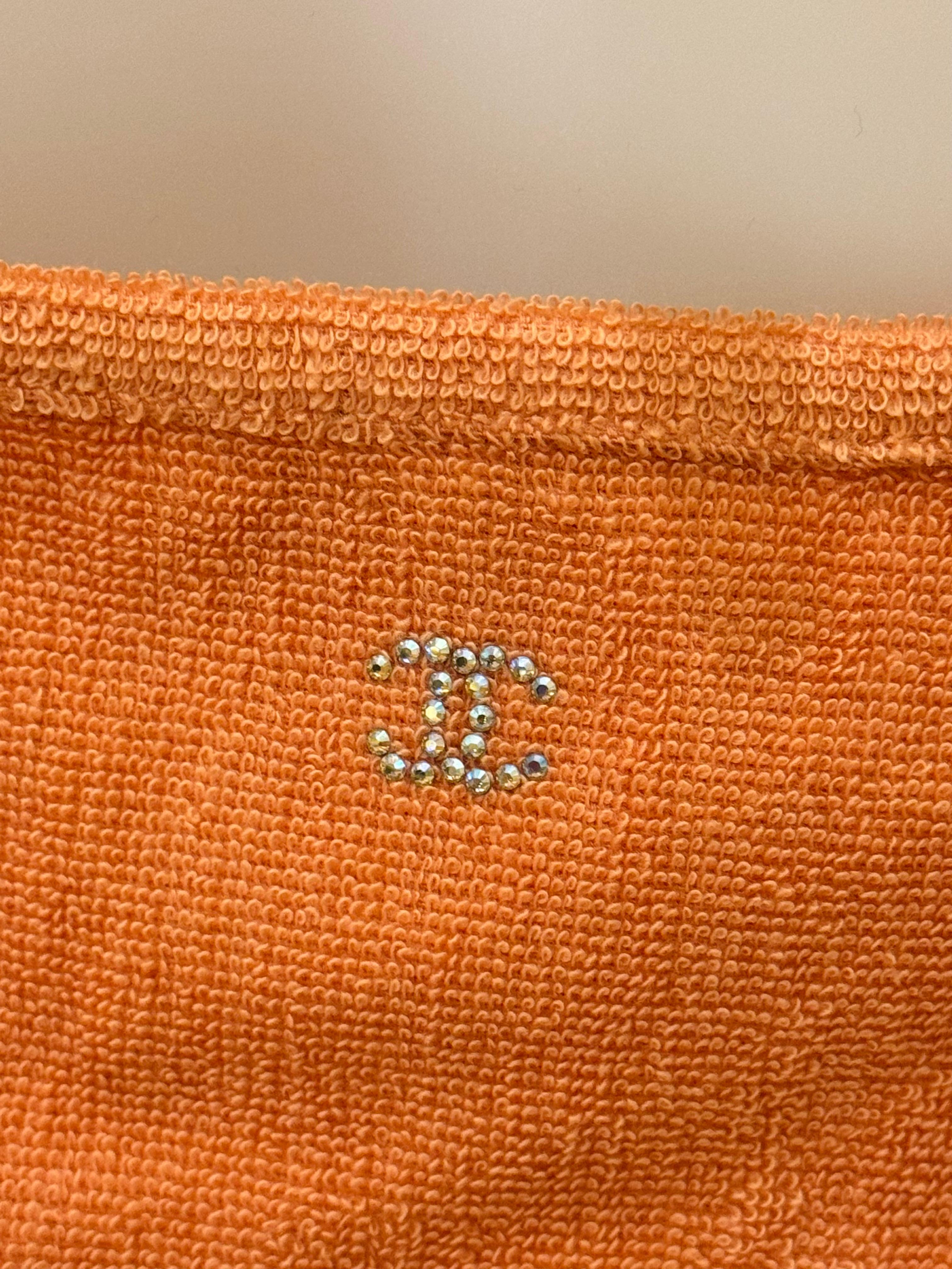 Chanel Coco beach 2020 orange Terry cloth top In Excellent Condition For Sale In PARIS, FR