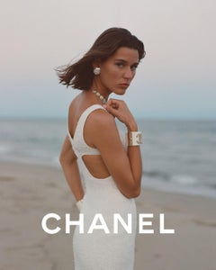 Chanel Coco Beach 2023 White Tweed CC Logo 23M Mini Dress