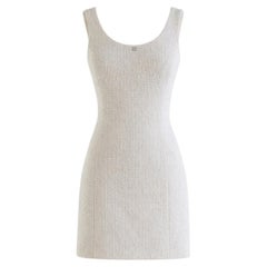 Chanel Coco Beach 2023 White Tweed CC Logo 23M Mini Dress