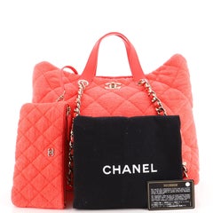Chanel Coco Beach CC Shopping Tote Quilted Terry Cloth