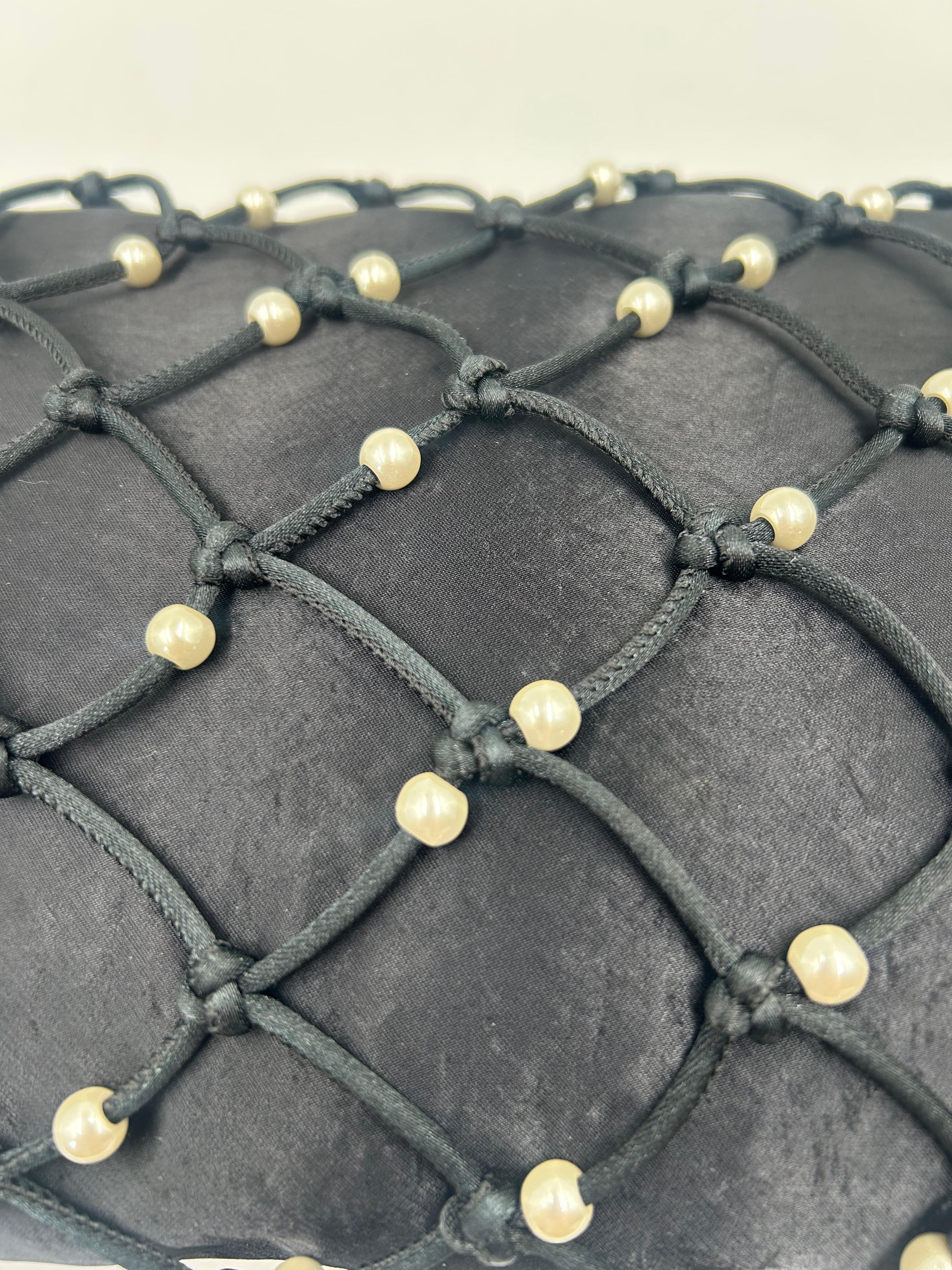 Chanel Coco Beach Faux-Pearl Net Clutch For Sale 1