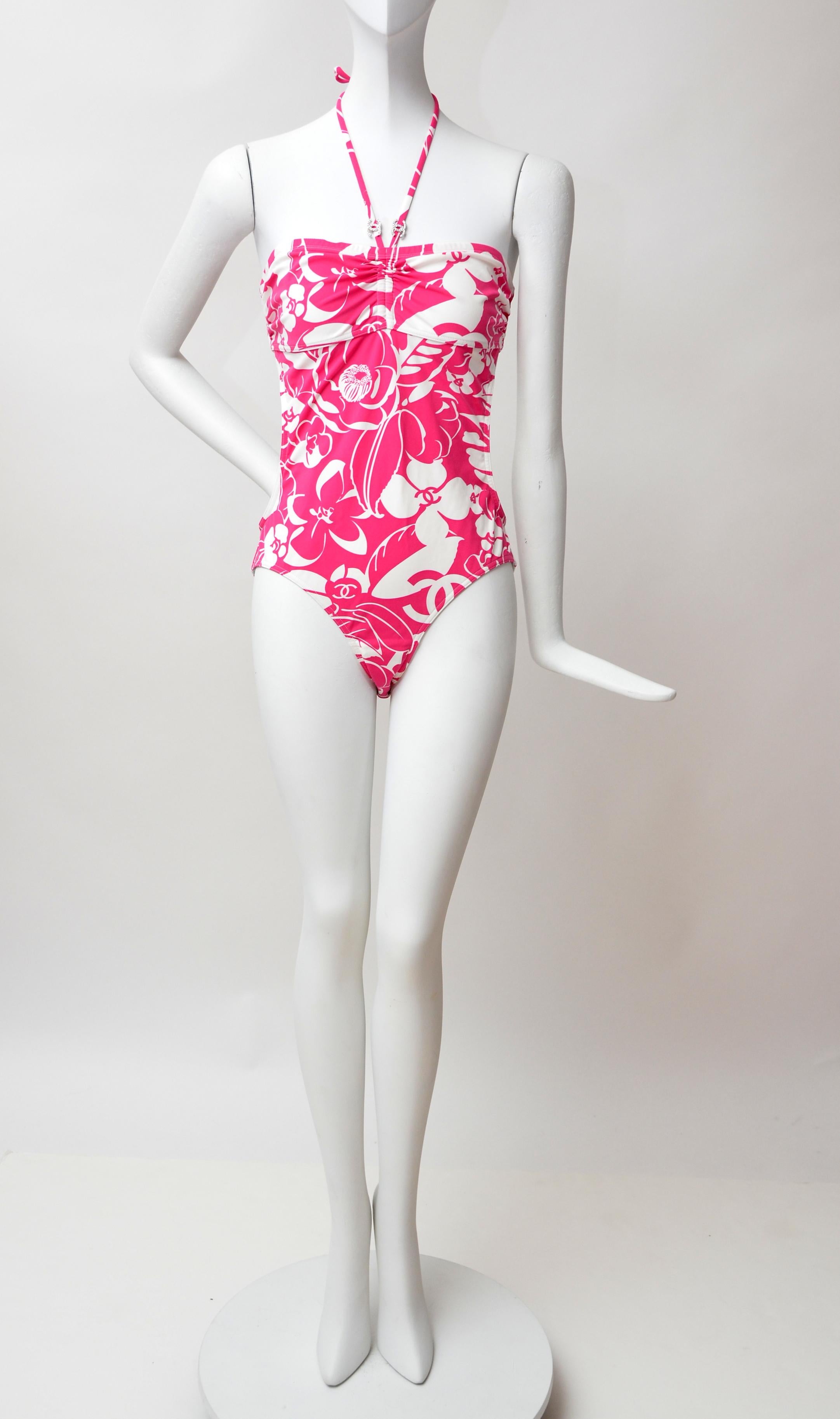 100% authentic guaranteed Chanel Coco Beach Swimsuit 
Original receipt with personal info covered available upon request
New with tags and dust-bag 
Size 38FR
Color in person is like fuchsia pink tone.Please familiarize yourself with fit and color