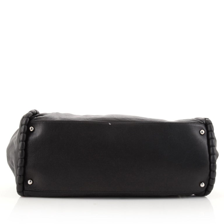 Chanel Black Calfskin Cc Glint Accordion Flap Bag