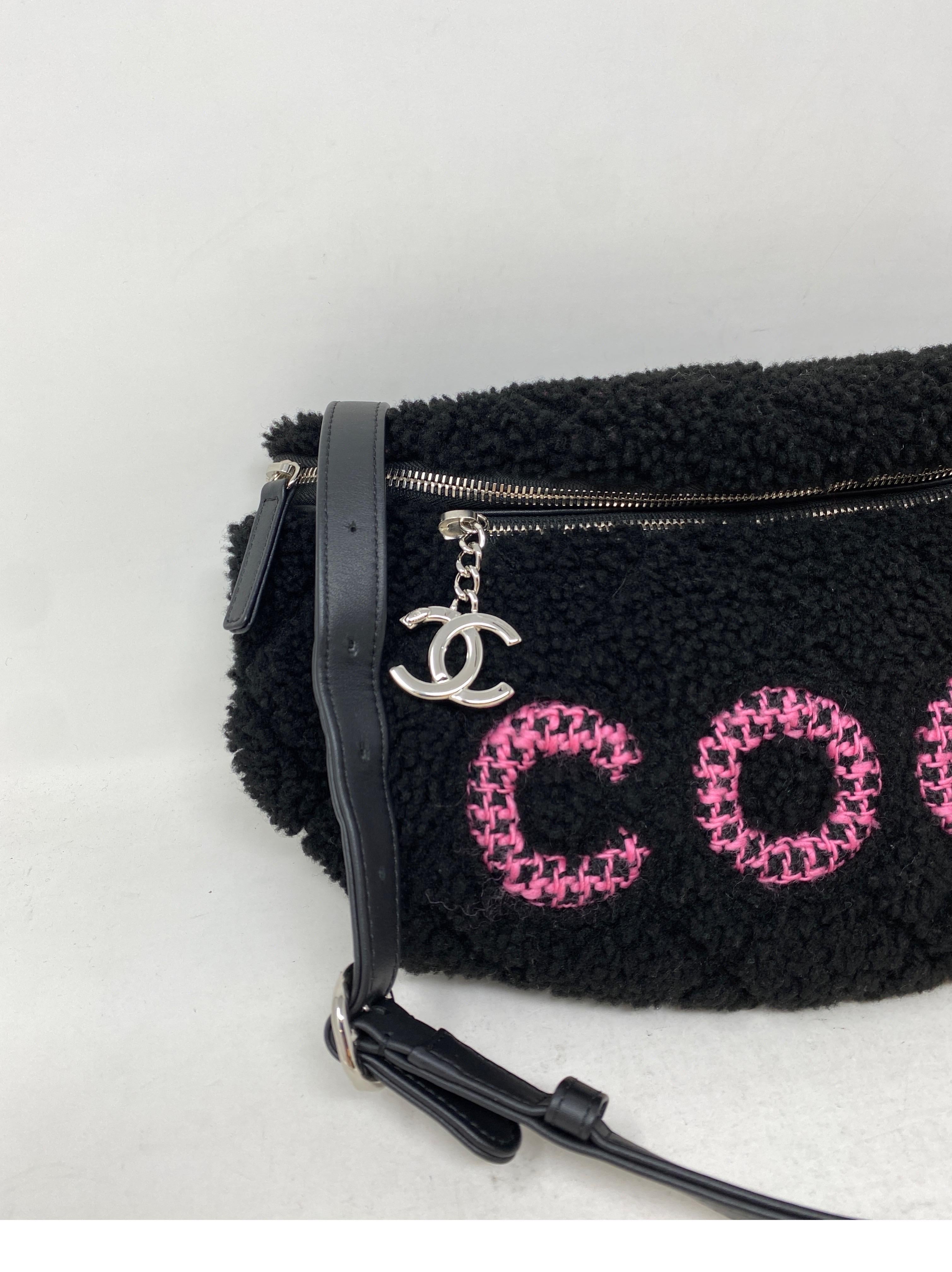 Chanel Coco Black Shearling Bum Bag 4