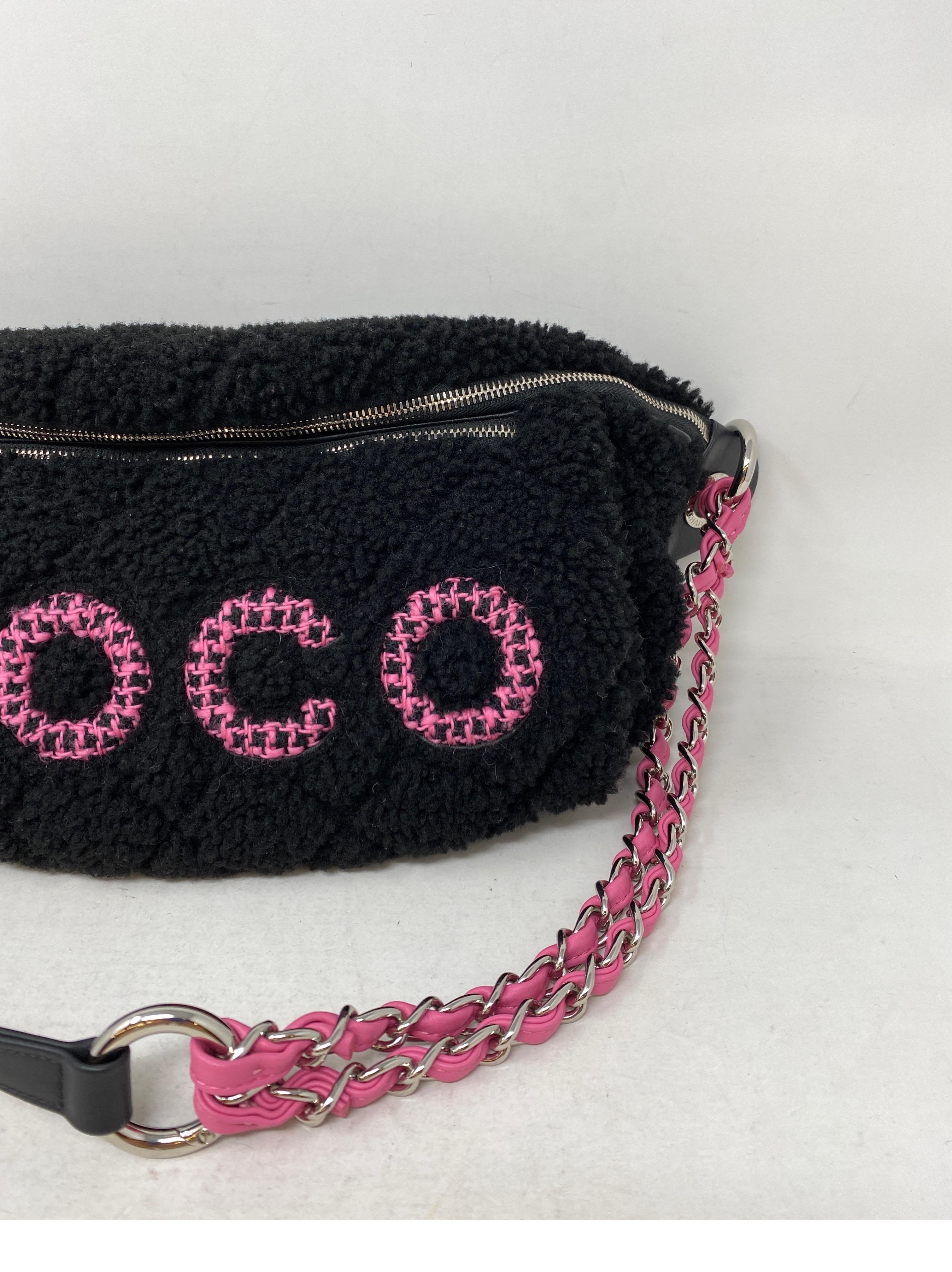 Chanel Coco Black Shearling Bum Bag  8