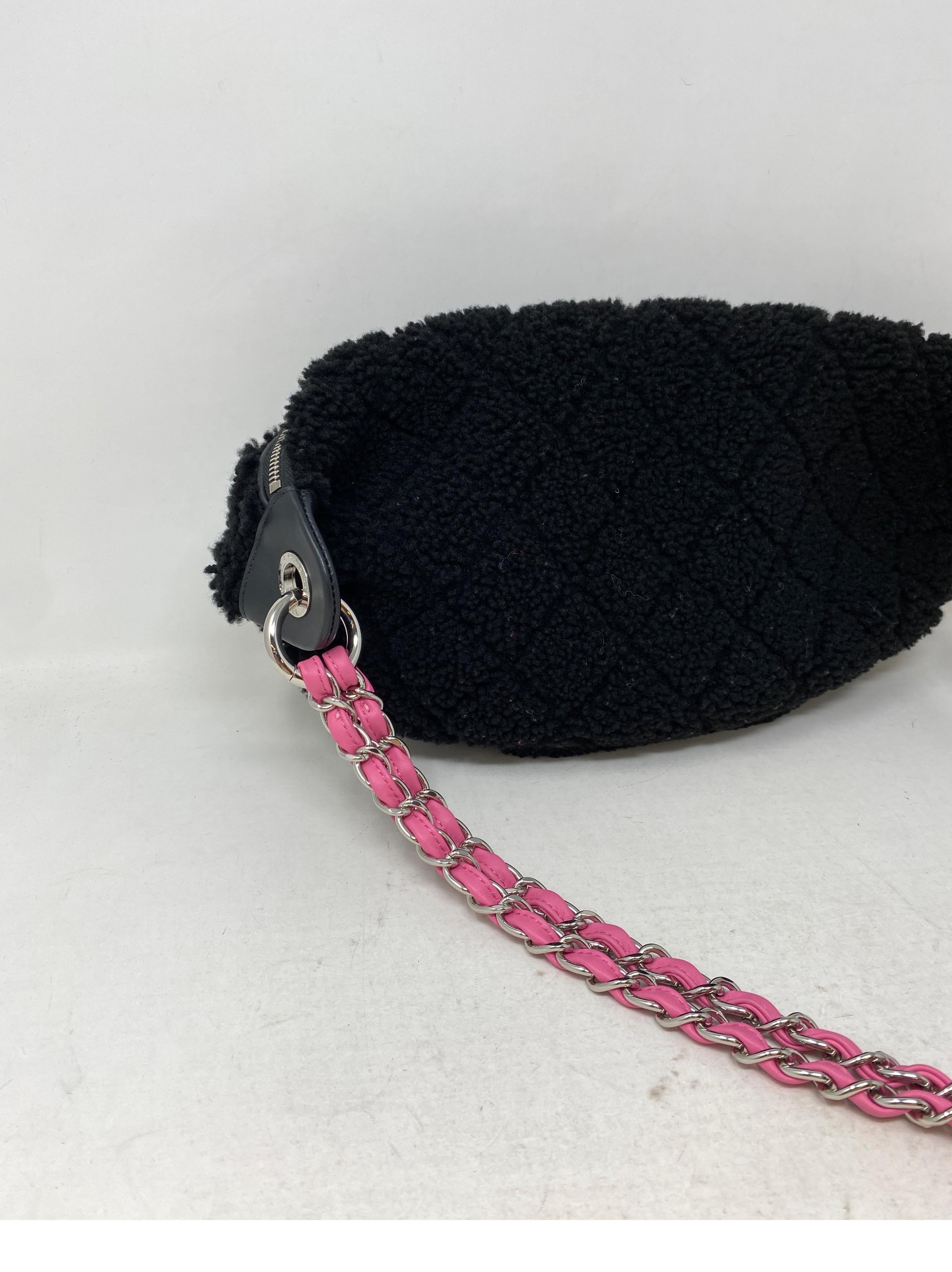 Chanel Coco Black Shearling Bum Bag 8