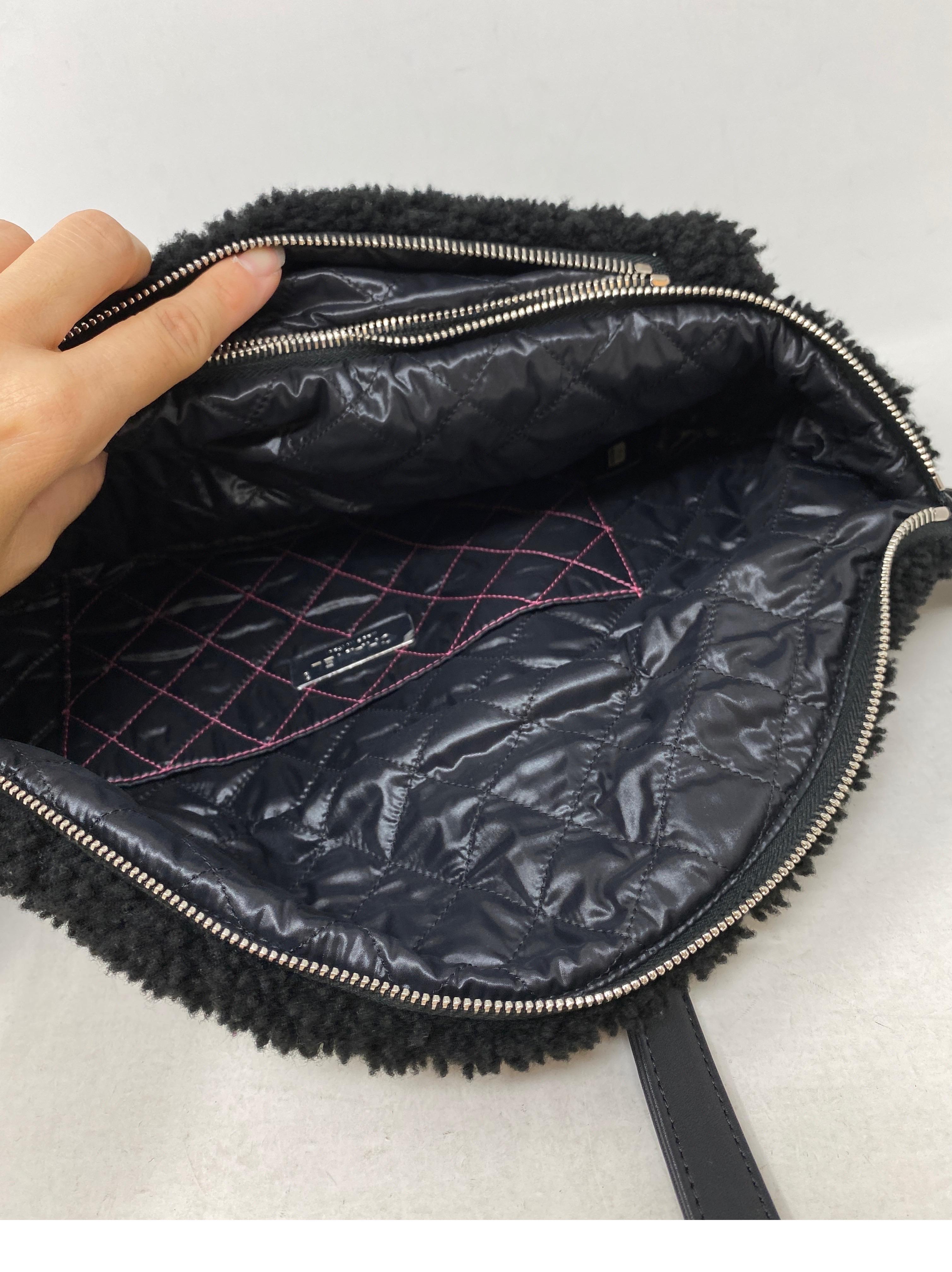 Chanel Coco Black Shearling Bum Bag 12