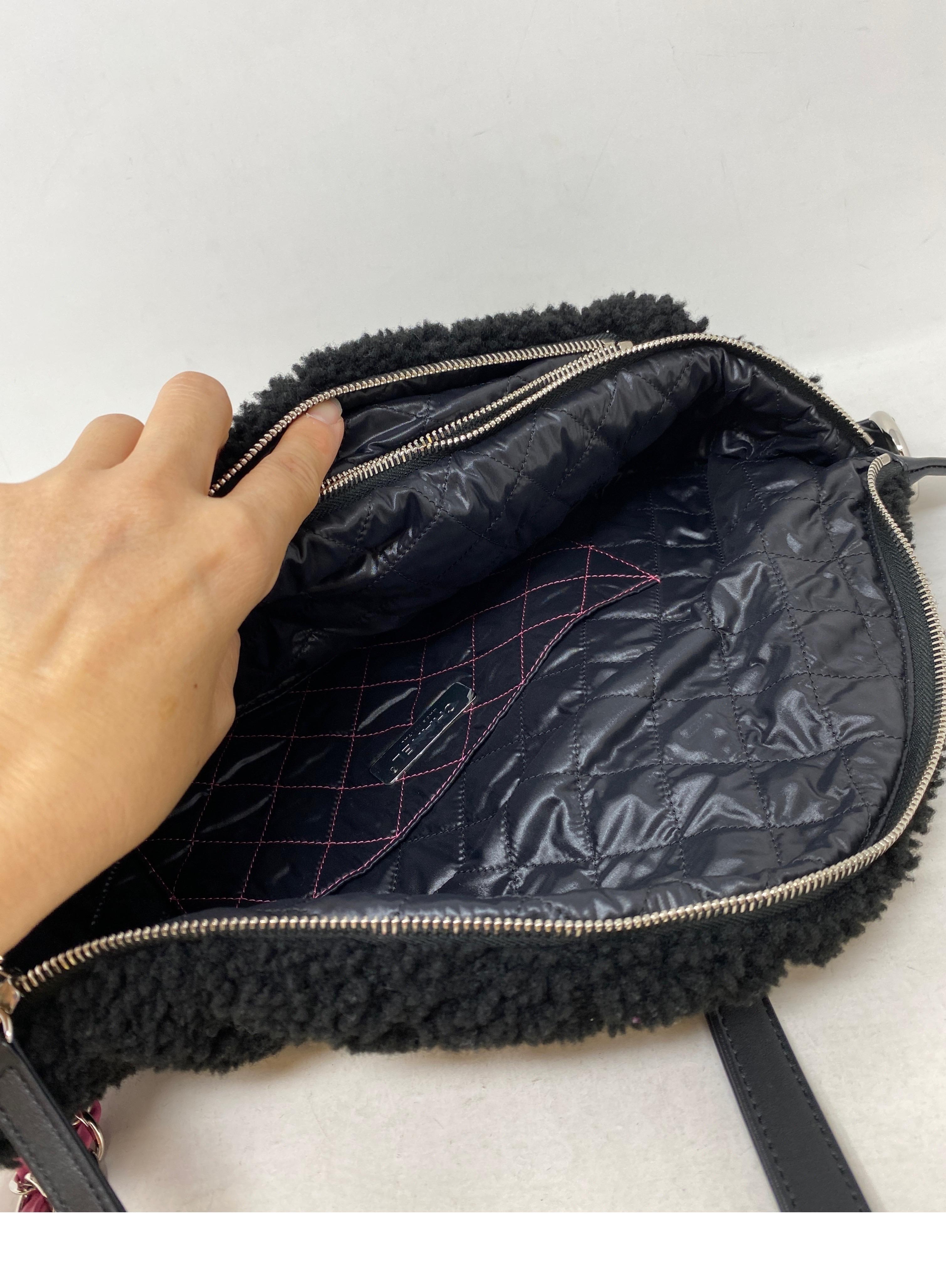Chanel Coco Black Shearling Bum Bag 13