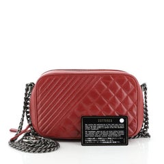 Chanel Coco Boy Camera Bag Quilted Leather Small