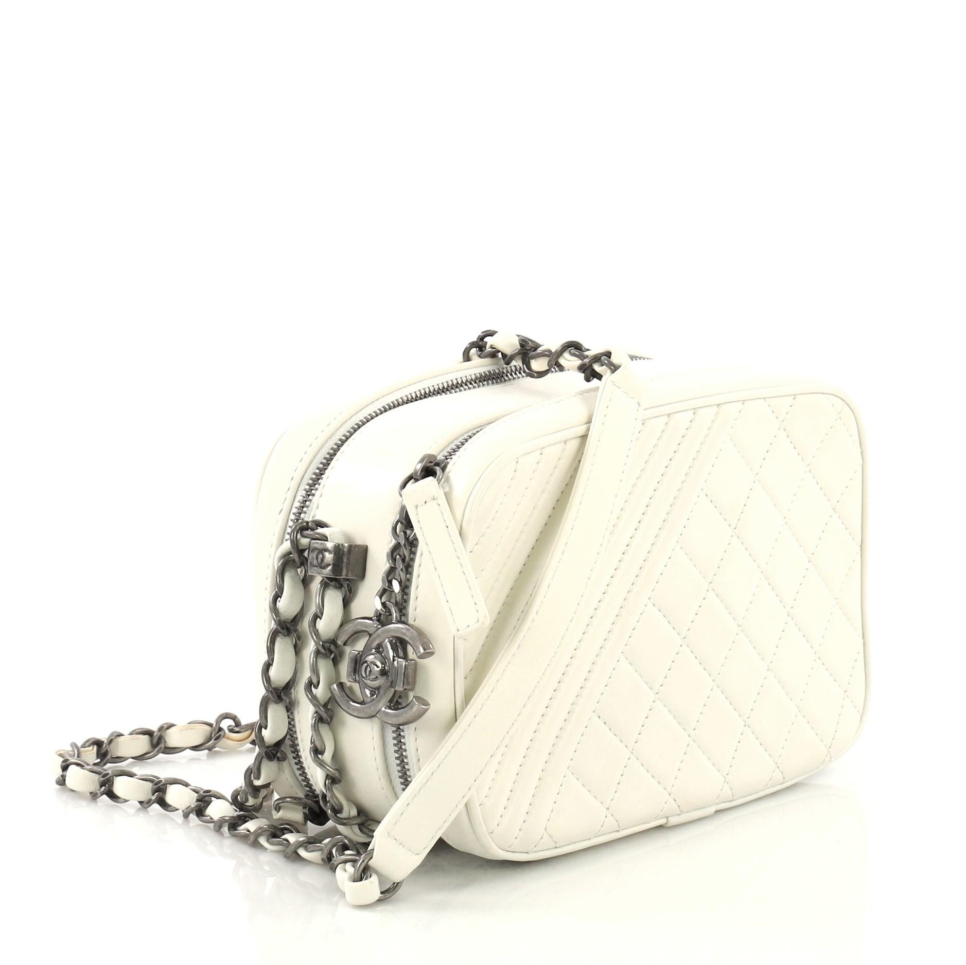 Chanel Coco Boy Camera Bag Quilted Leather Small In Good Condition In NY, NY
