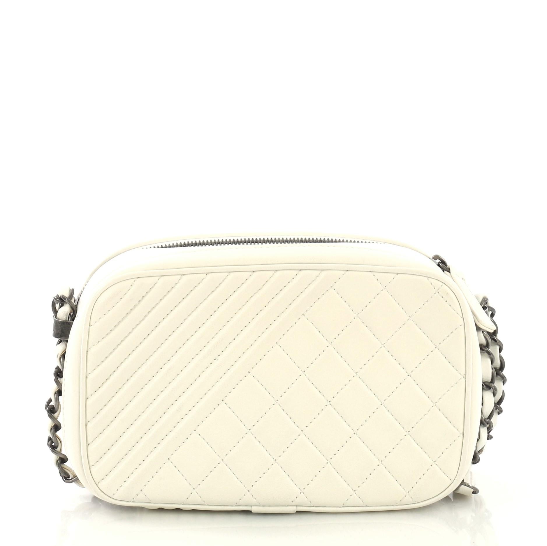 Women's Chanel Coco Boy Camera Bag Quilted Leather Small