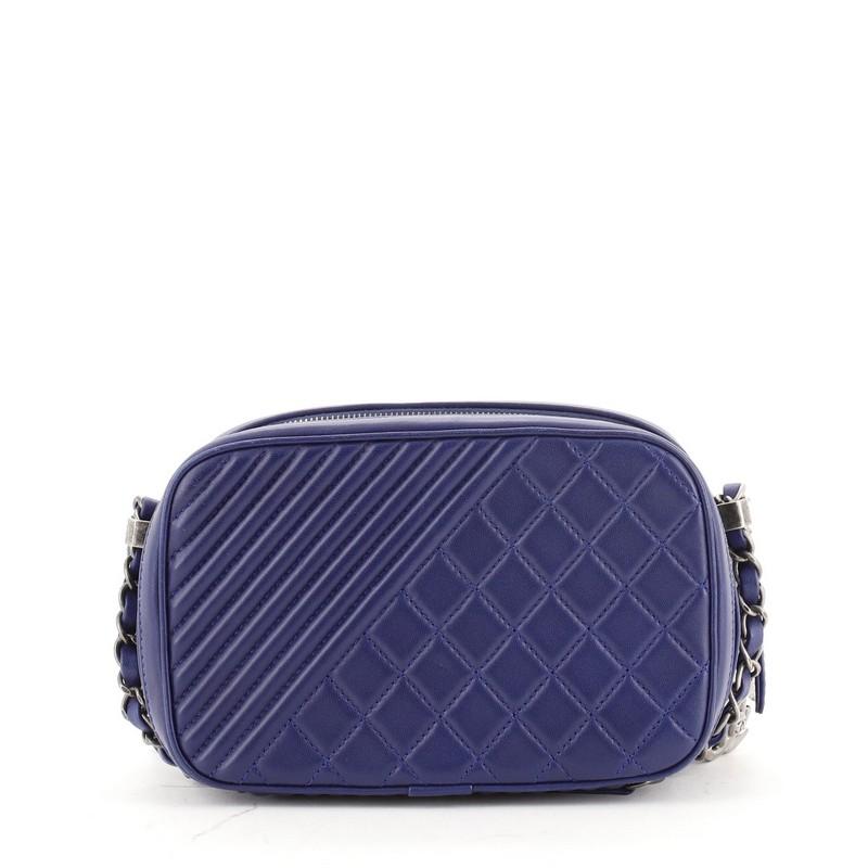Chanel Coco Boy Camera Bag Quilted Leather Small In Good Condition In NY, NY