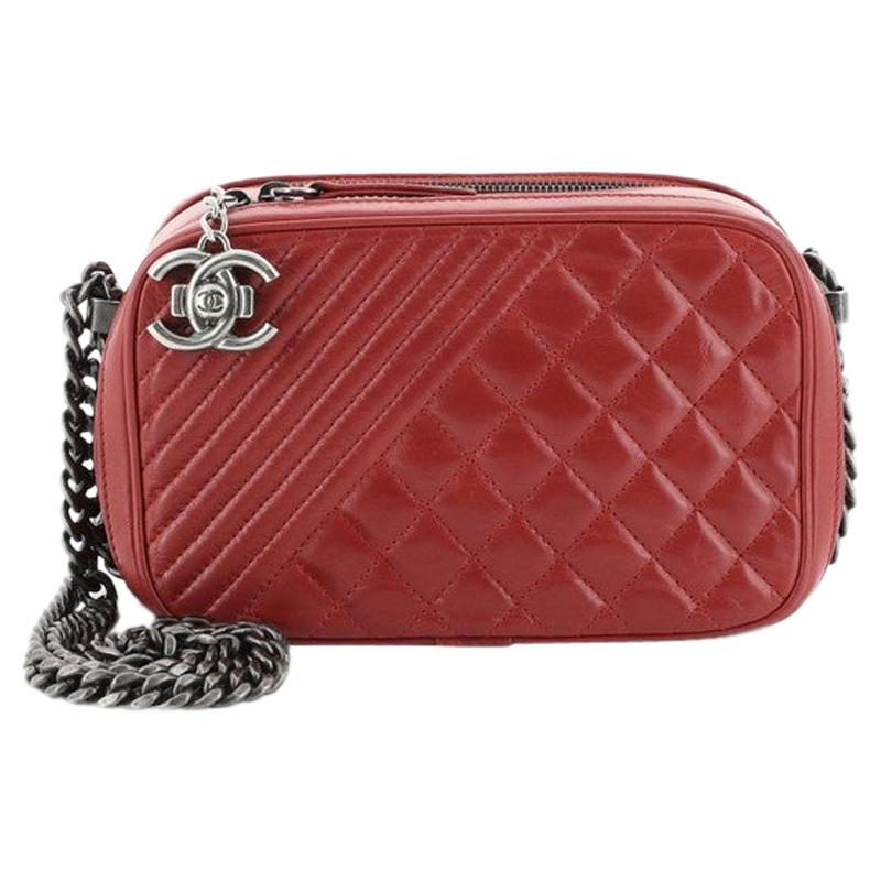 Chanel Coco Boy Camera Bag Quilted Leather Small