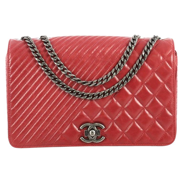 Chanel Coco Boy Flap Bag Quilted Aged Calfskin Medium at 1stDibs