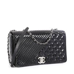 Chanel Coco Boy Flap Bag Quilted Patent Large