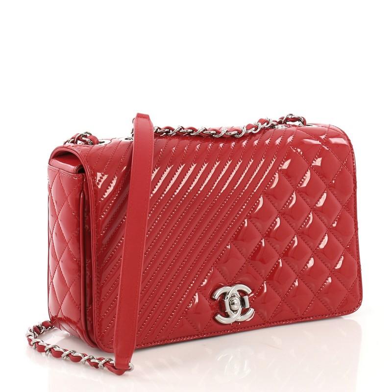 Red Chanel Coco Boy Flap Bag Quilted Patent Medium