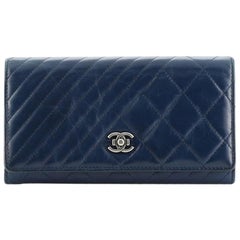Chanel Coco Boy Flap Wallet Quilted Aged Calfskin Long
