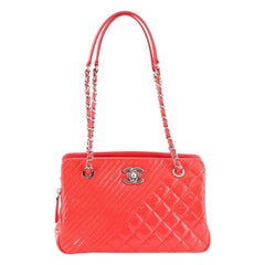 Chanel Coco Boy Tote Quilted Patent Medium