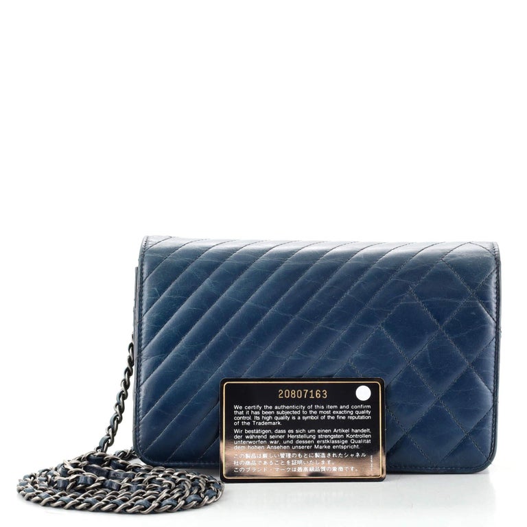 Chanel Coco Boy Wallet on Chain Quilted Aged Calfskin at 1stDibs