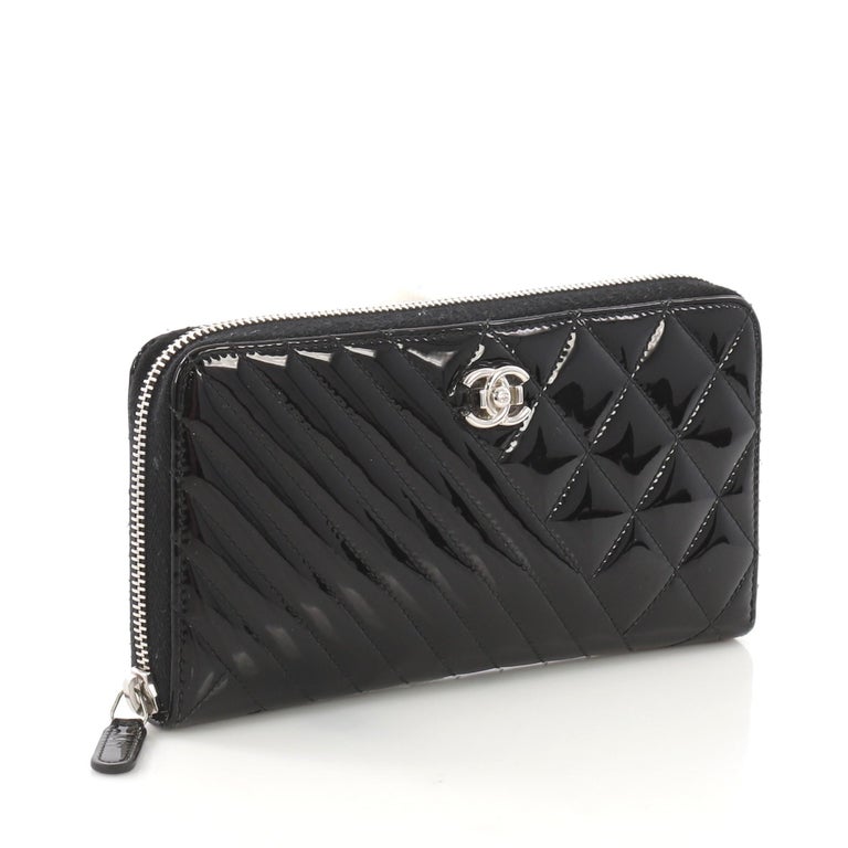 Chanel Coco Boy Zip Around Wallet Quilted Patent Long at 1stDibs