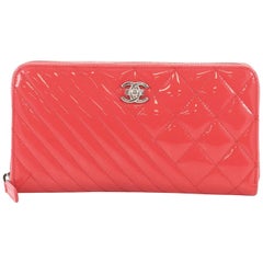 Chanel Coco Boy Zip Around Wallet Quilted Patent Long