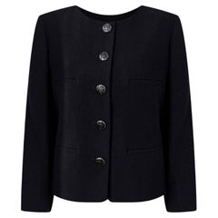 Chanel Coco Brasserie CC Buttons Black Tweed Jacket 40 FR