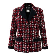 CHANEL COCO Brasserie Icon Burgundy Tweed Jacket 42 FR