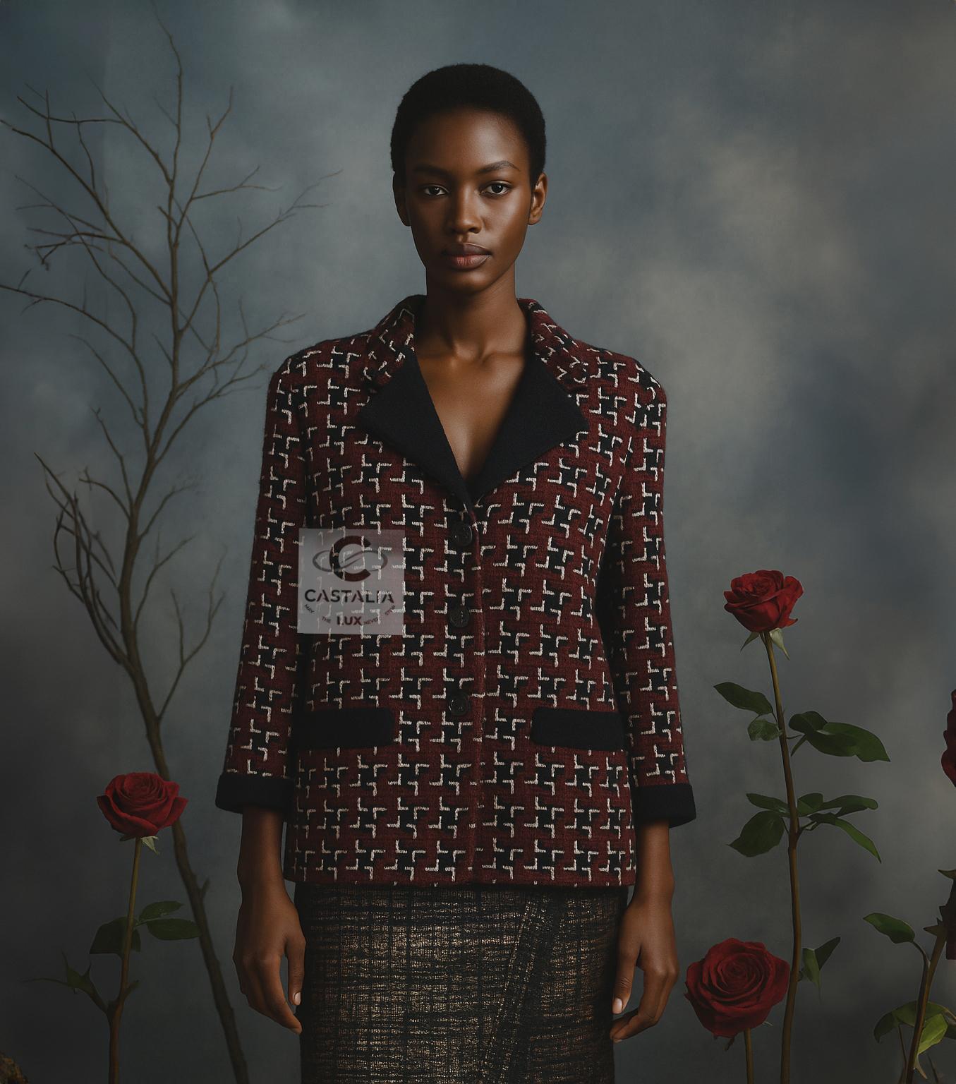 CHANEL Coco Chanel Brasserie Nueva Chaqueta de tweed burdeos 42 FR en venta 6