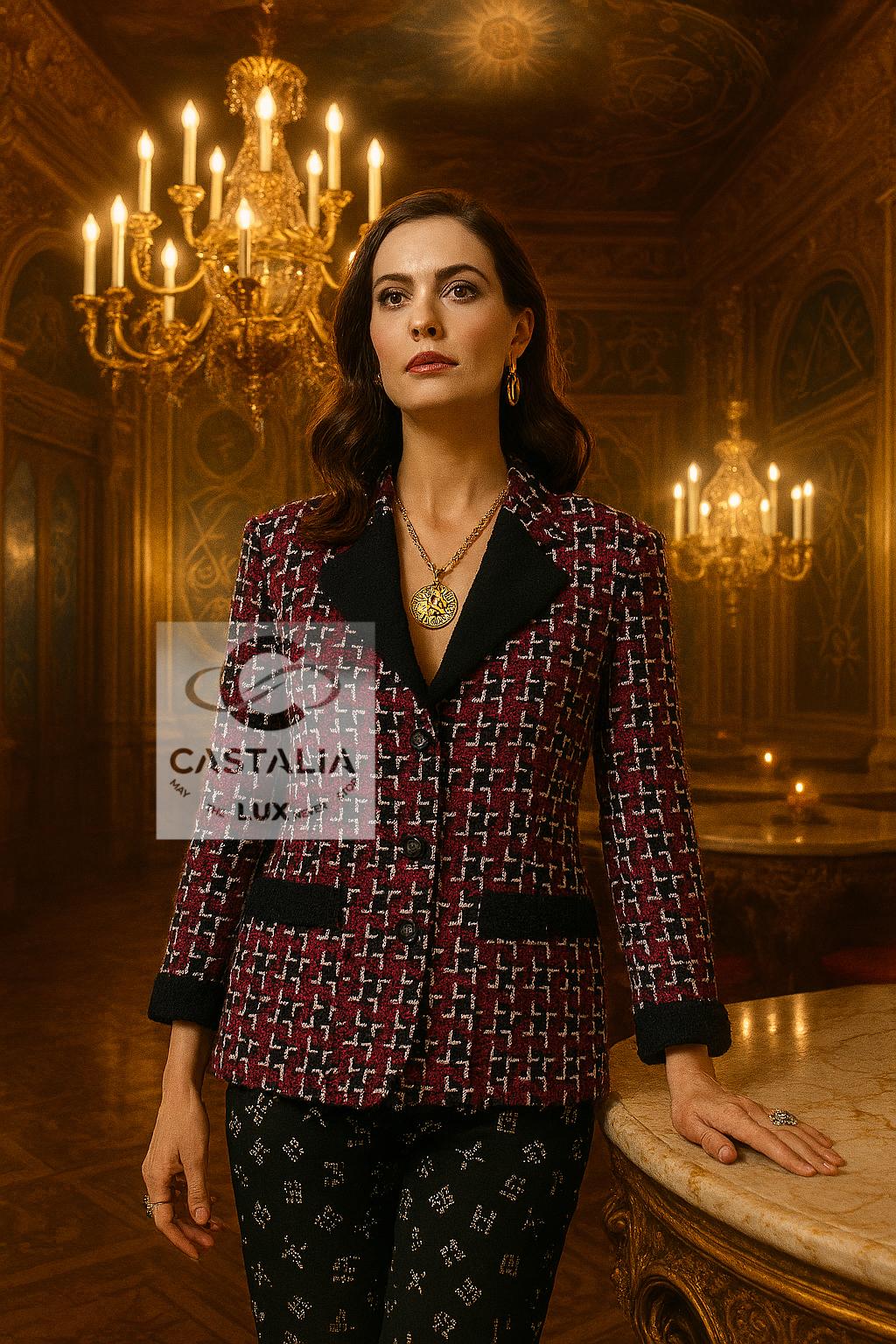 Chanel Coco Brasserie Nuova Giacca in Tweed Borgogna 42 FR in vendita 2