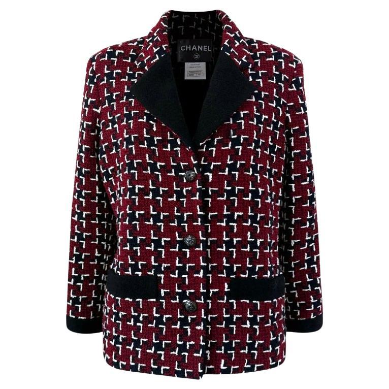 CHANEL Coco Brasserie New Burgundy Tweed Jacket 42 FR
