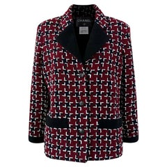 CHANEL Coco Brasserie New Burgundy Tweed Jacket 42 FR