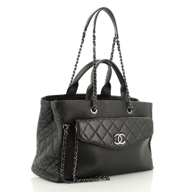 Black Chanel Coco Break Shopping Tote Caviar Large