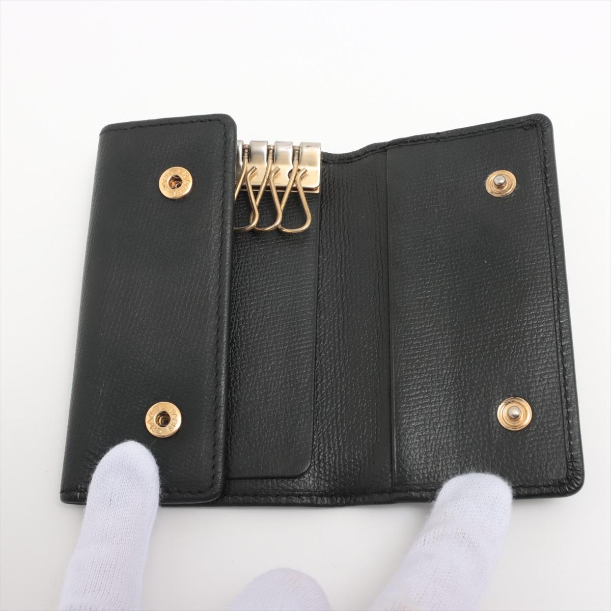 Women's Chanel Coco Button Leather Key Case Black For Sale