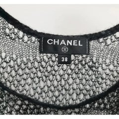 CHANEL COCO Button Rayon Cashmere Layered Lace Knit Tank Top Sz.38