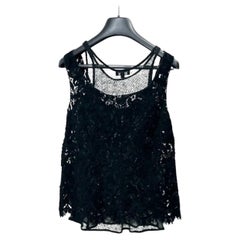 Chanel Chanel Button Rayon Cashmere Layered Lace Knit Canotta Sz.38