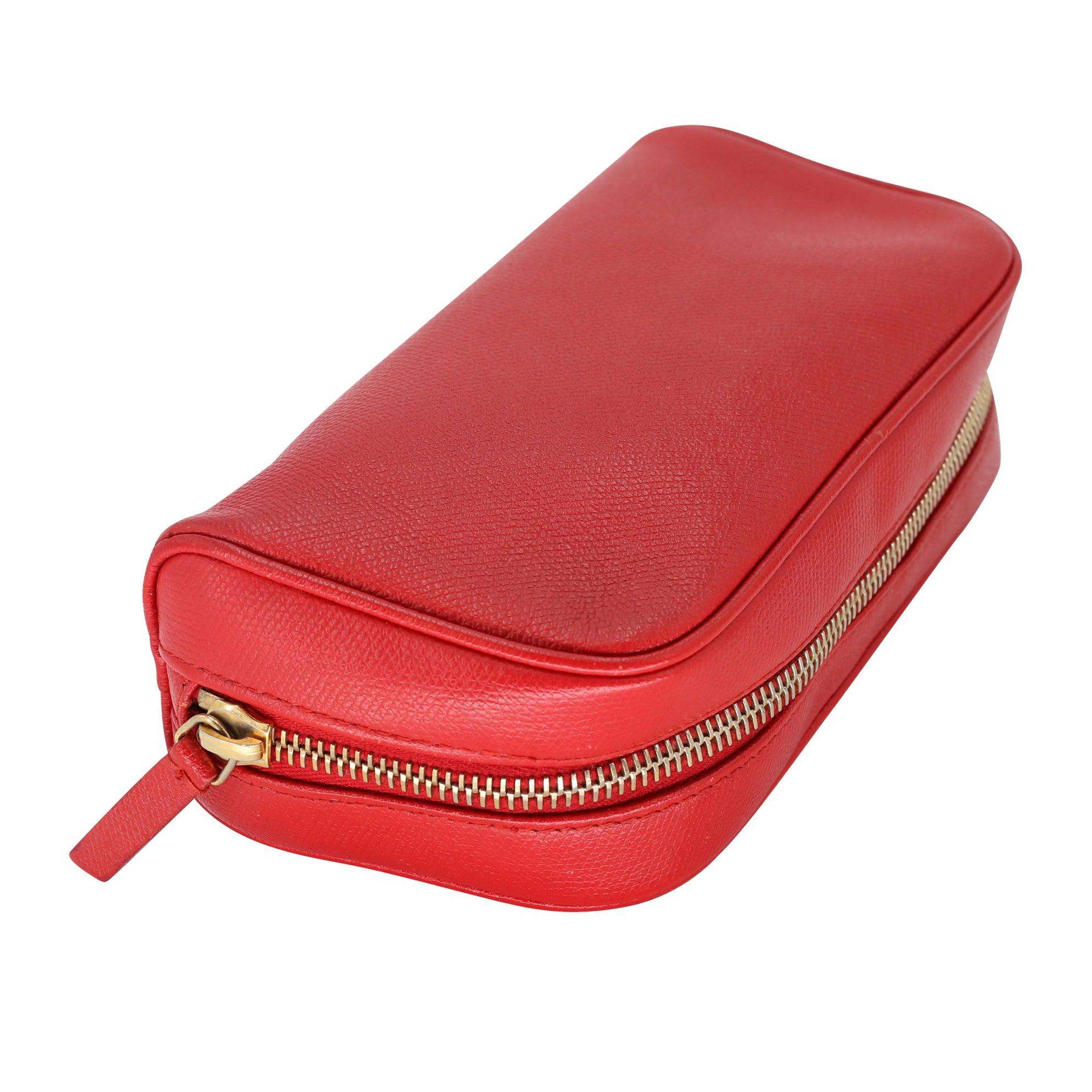 Chanel Coco Make Up-Reisetasche CC-W1101P-A004 mit Knopfleiste in Rot im Angebot 2