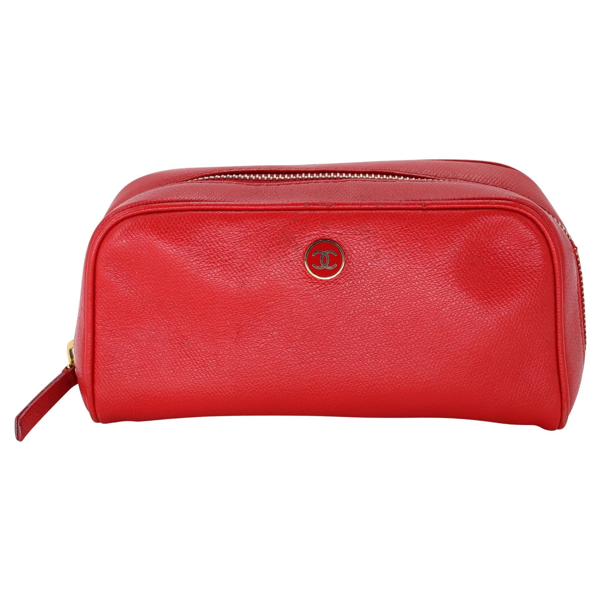 Chanel Cosmetic Bag Red - 8 For Sale on 1stDibs