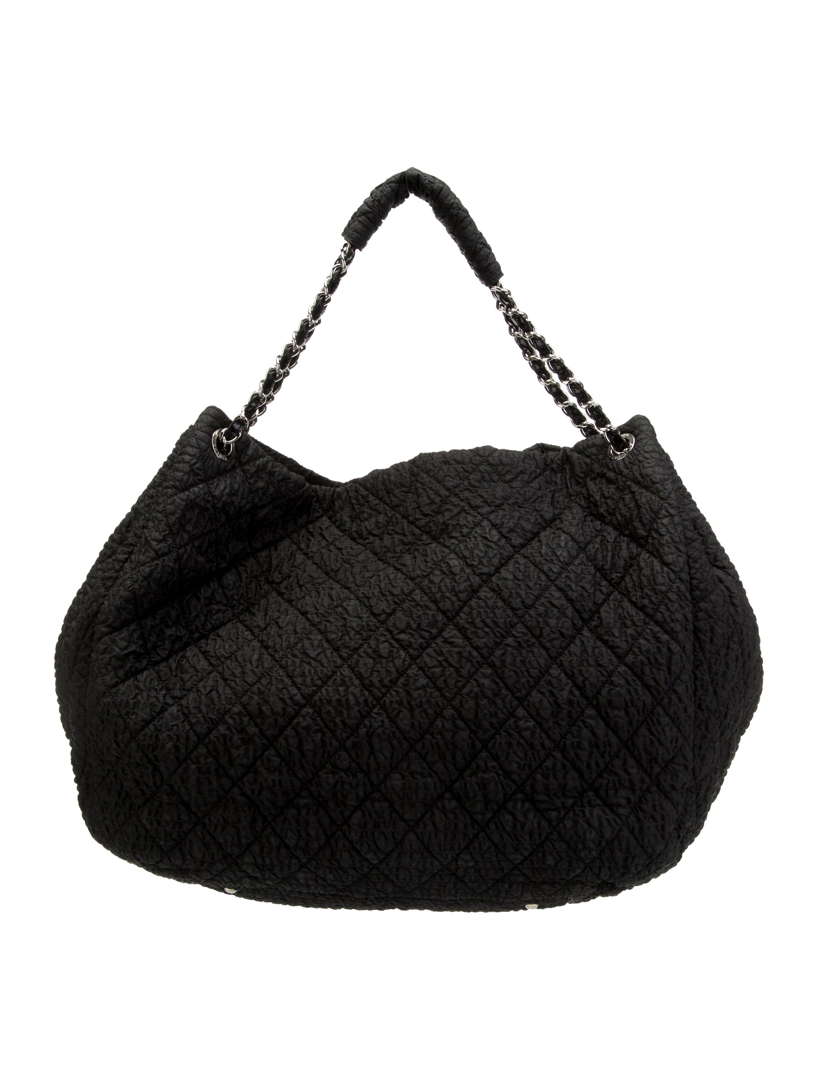 Chanel Coco Cabas Cabas Overnight Tote Black Microfiber Nylon Weekend Bag For Sale 2