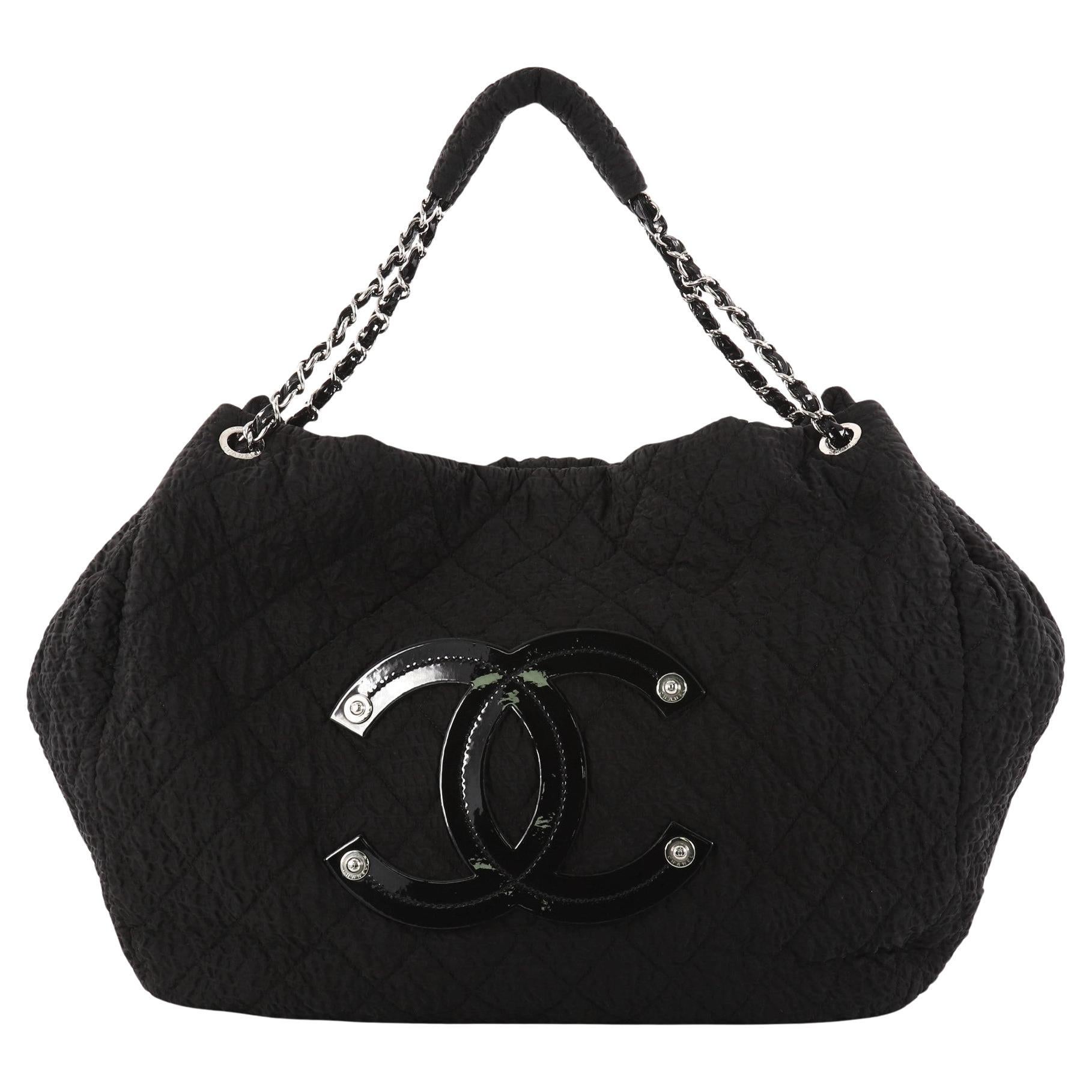 Chanel Coco Cabas Cabas Overnight Tote Black Microfiber Nylon Weekend Bag For Sale