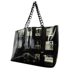 Chanel Coco Cabas Cabas Window Chain 216298 Black X Clear Vinyl Tote