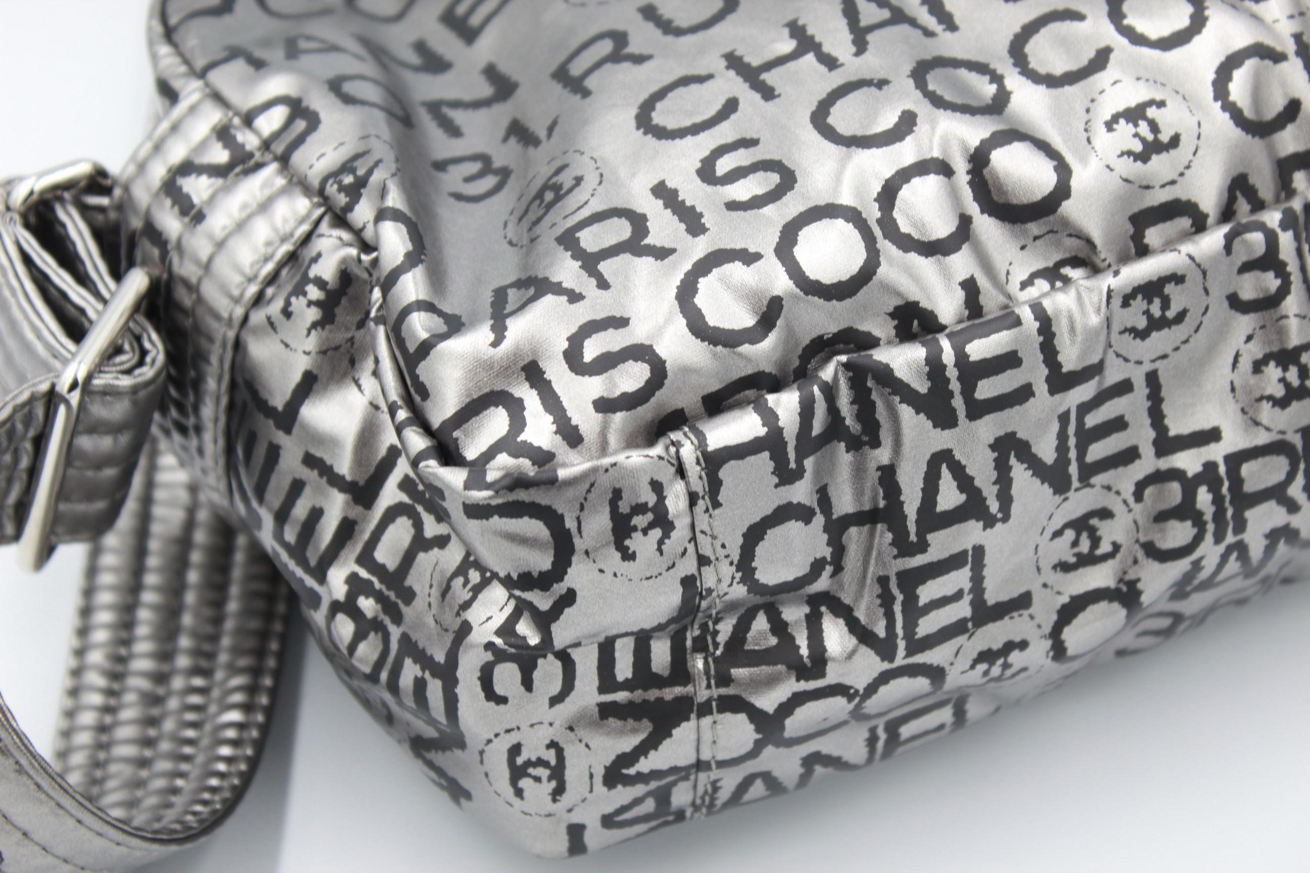 Chanel Coco Cambon Silver Coated Canvas In Good Condition For Sale In Paris, FR