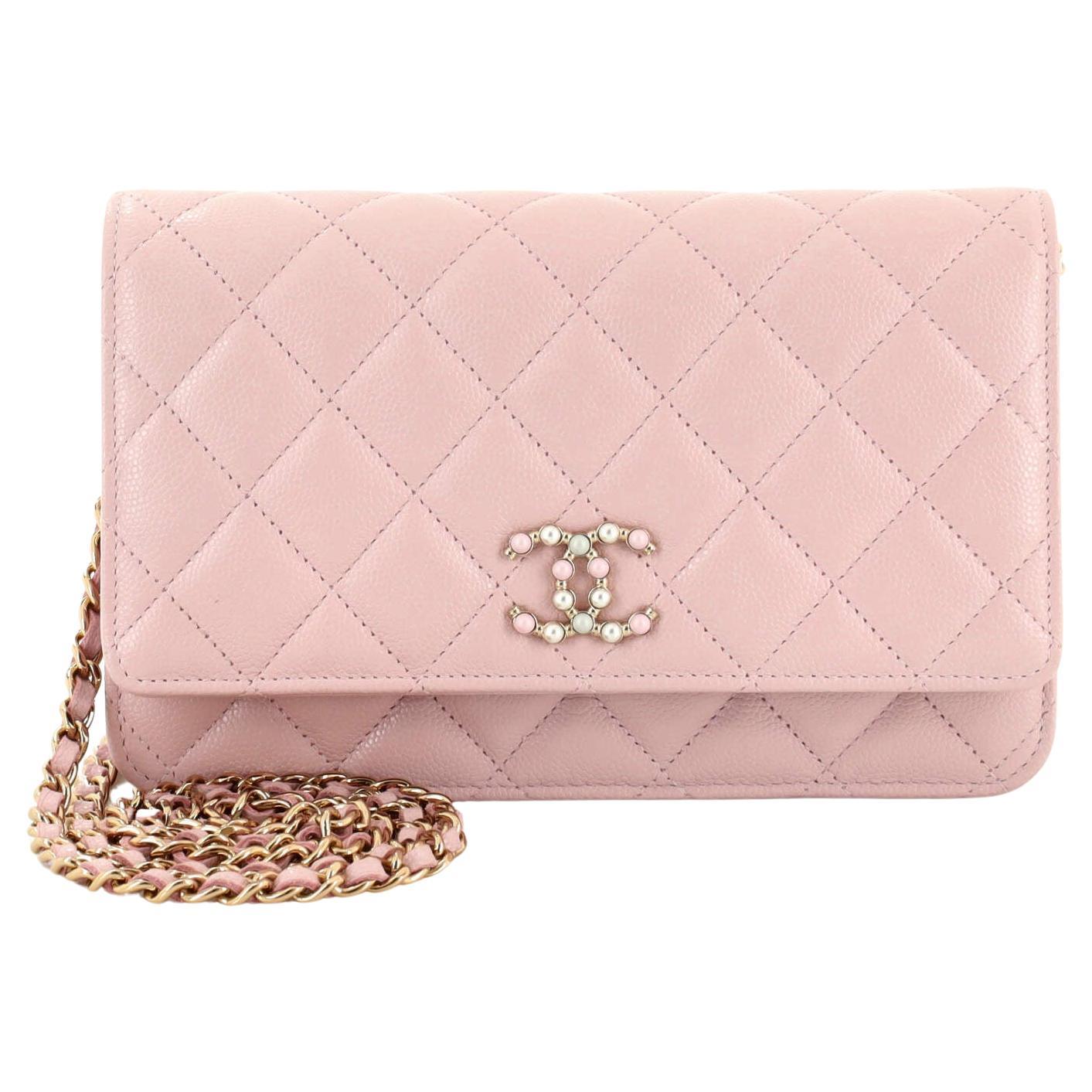 Chanel Pink Medium Caviar Quilted Stripe Vanity Case For Sale at 1stDibs