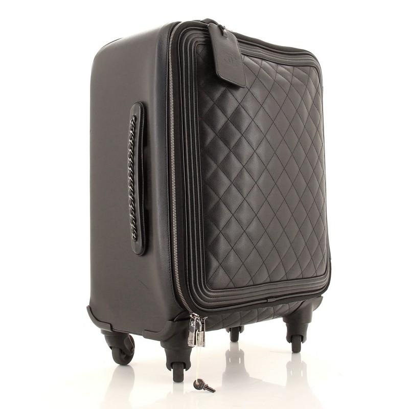 Black Chanel Coco Case Rolling Trolley Quilted Caviar