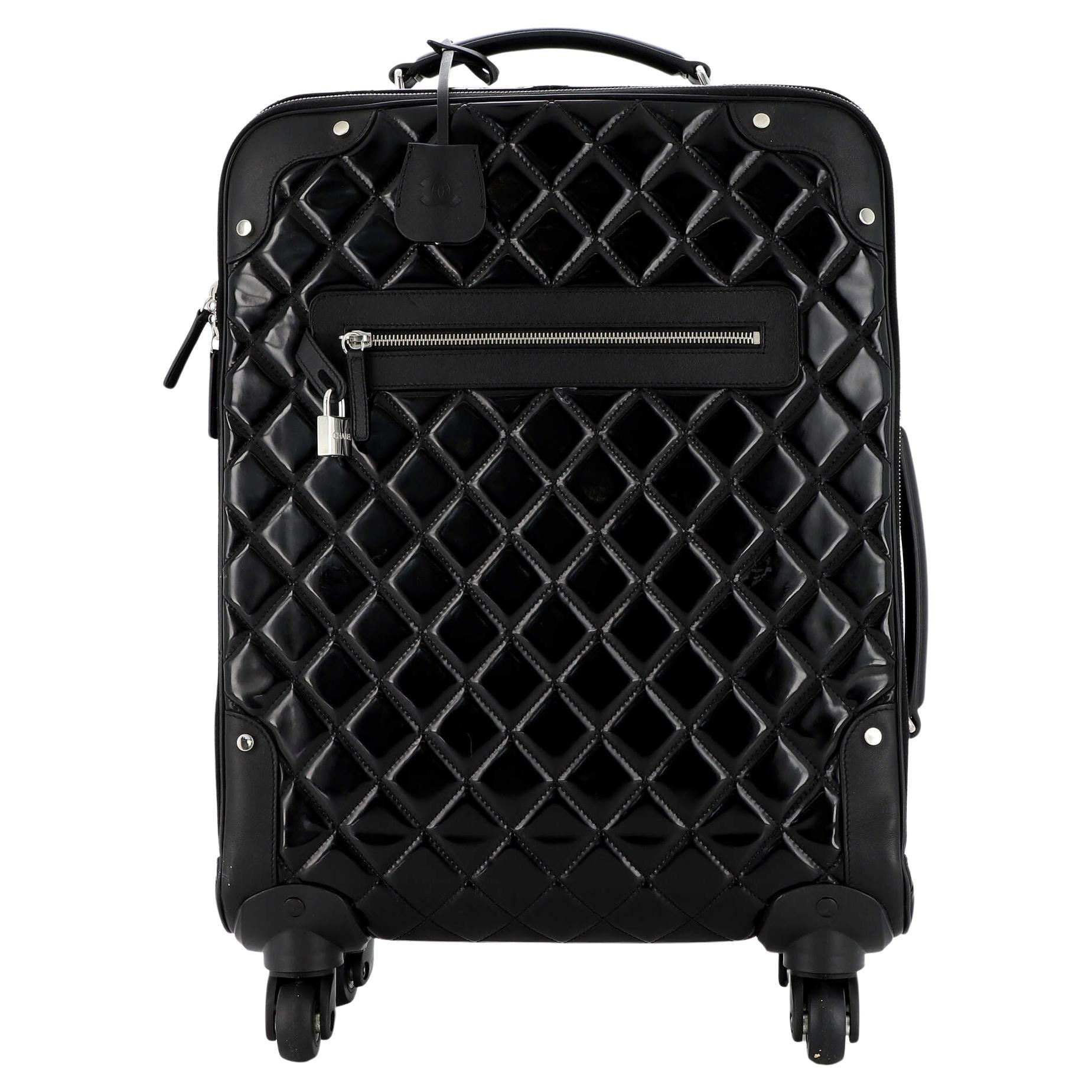 CHANEL, Bags, Chanel Coco Case Rolling Trolley Quilted Patent Black
