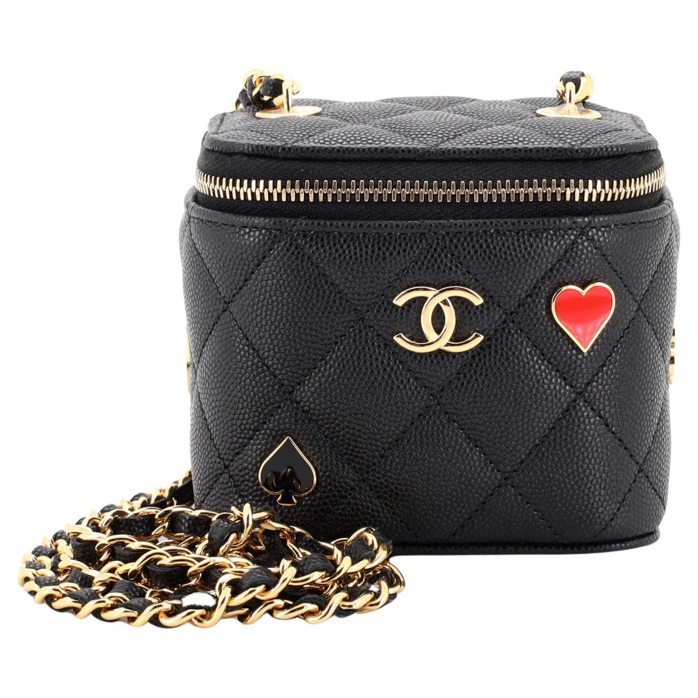 Chanel Coco Casino Vanity Case with Chain Quilted Caviar Mini at 1stDibs