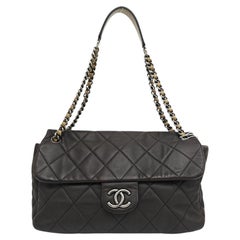 Chanel Coco Casual Flap Bag Quilted Caviar Large Brown Leather